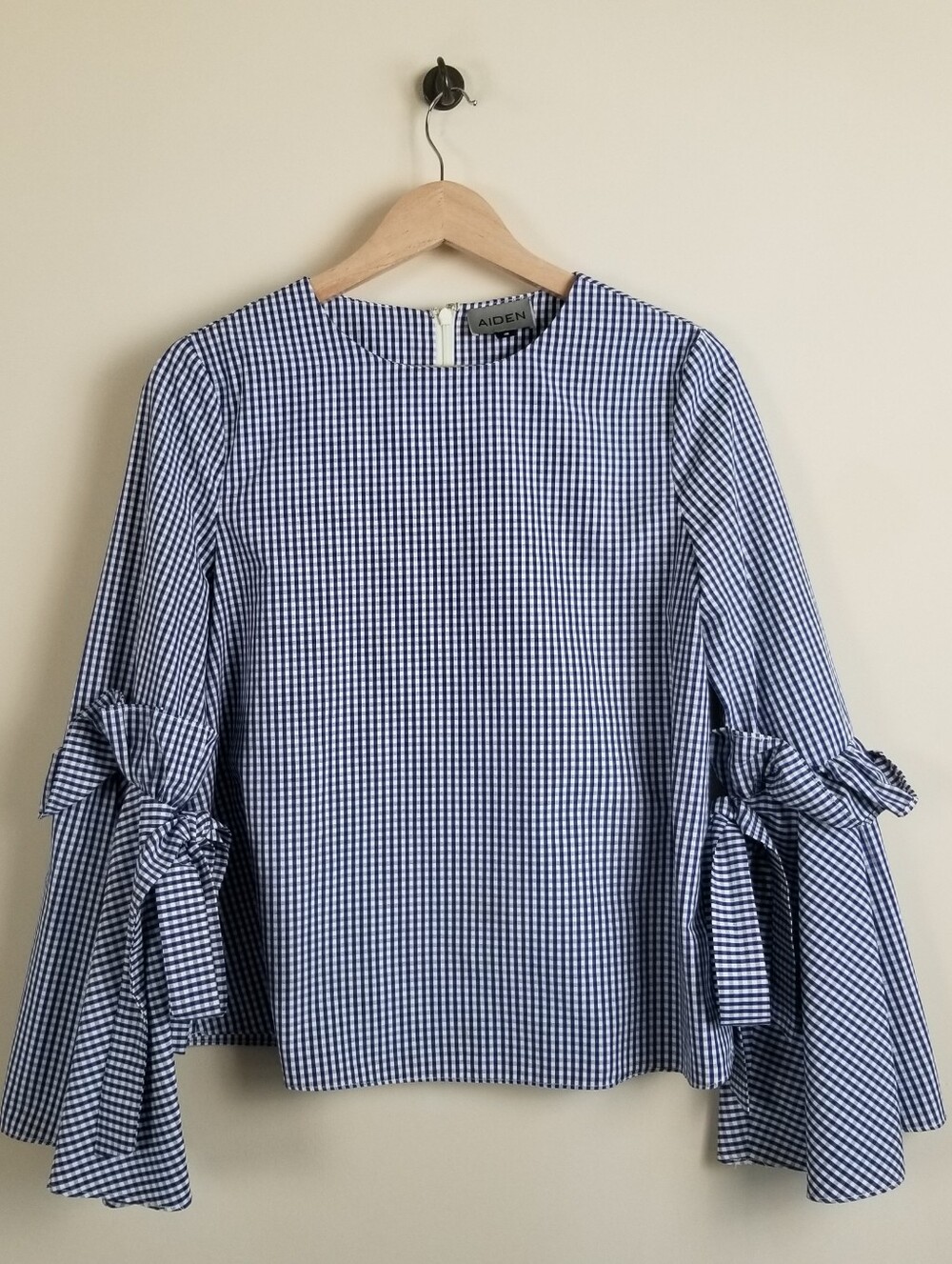Aiden Gingham Bell Sleeve Top Small